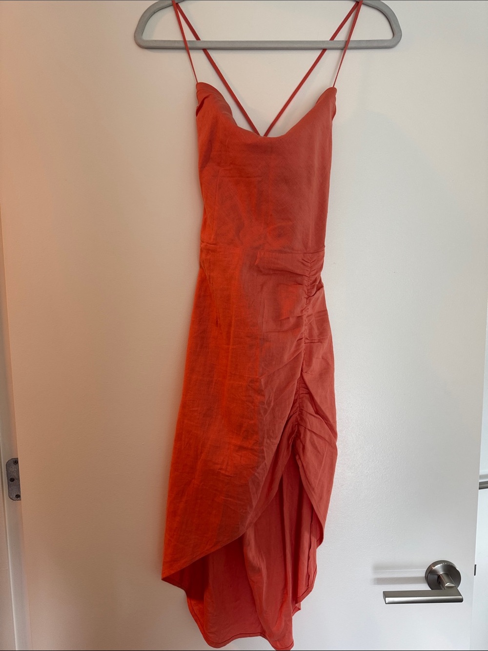 Strappy High-Low Dress in Coral Orange